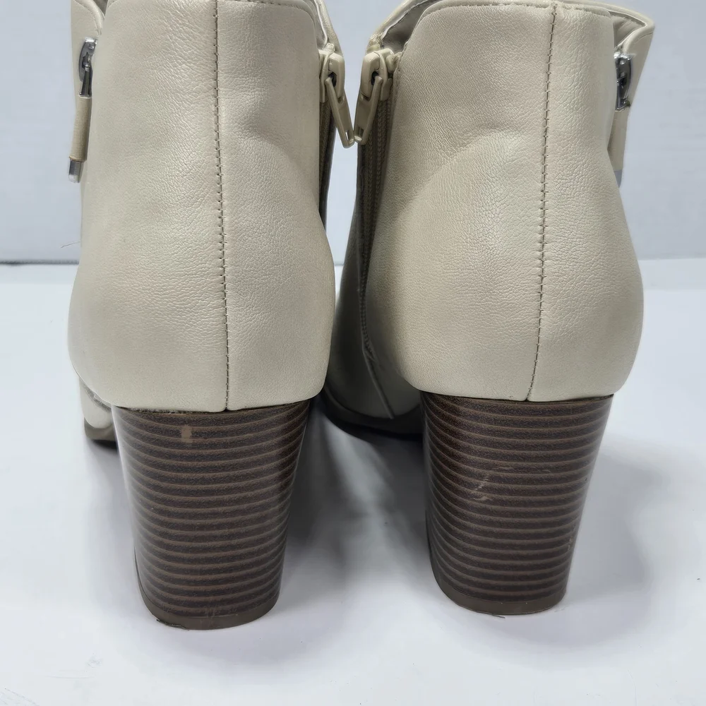 Style & Co. Masrinaa Beige Block-heel Zipper Ankle Boots Booties Women's Size 9M